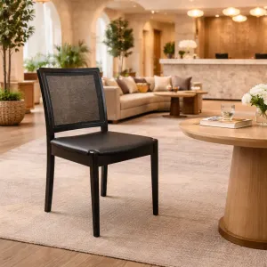 MF Venice Upholstered Seat Rattan Back Dining Chair thumbnail 2