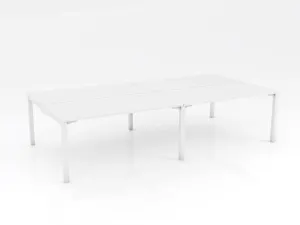 OL Axis Stretch Double Sided 4 Person Desk – White Top with White Frame thumbnail 3