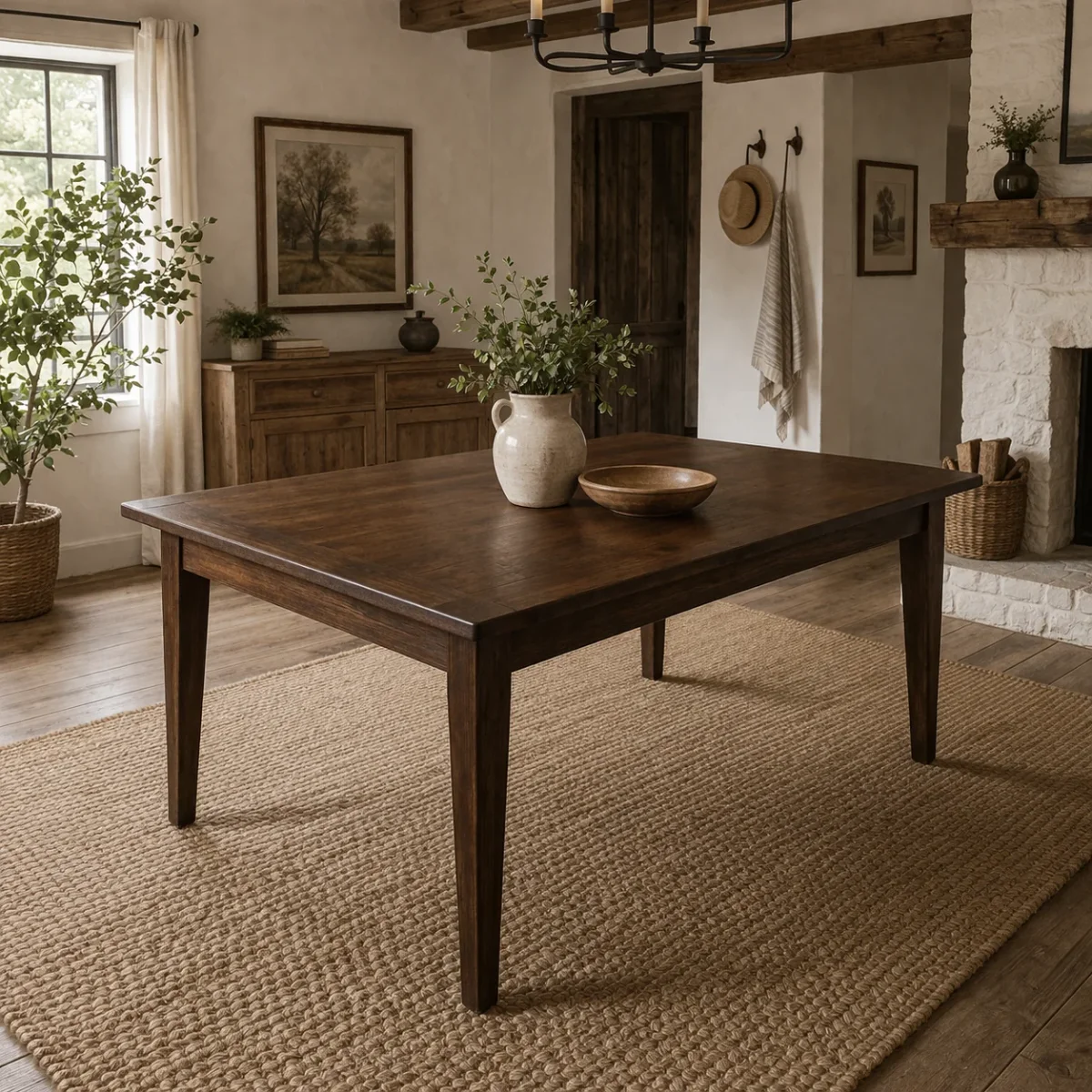 MF Solid Oak Timber Brown Dining Table - 210cm