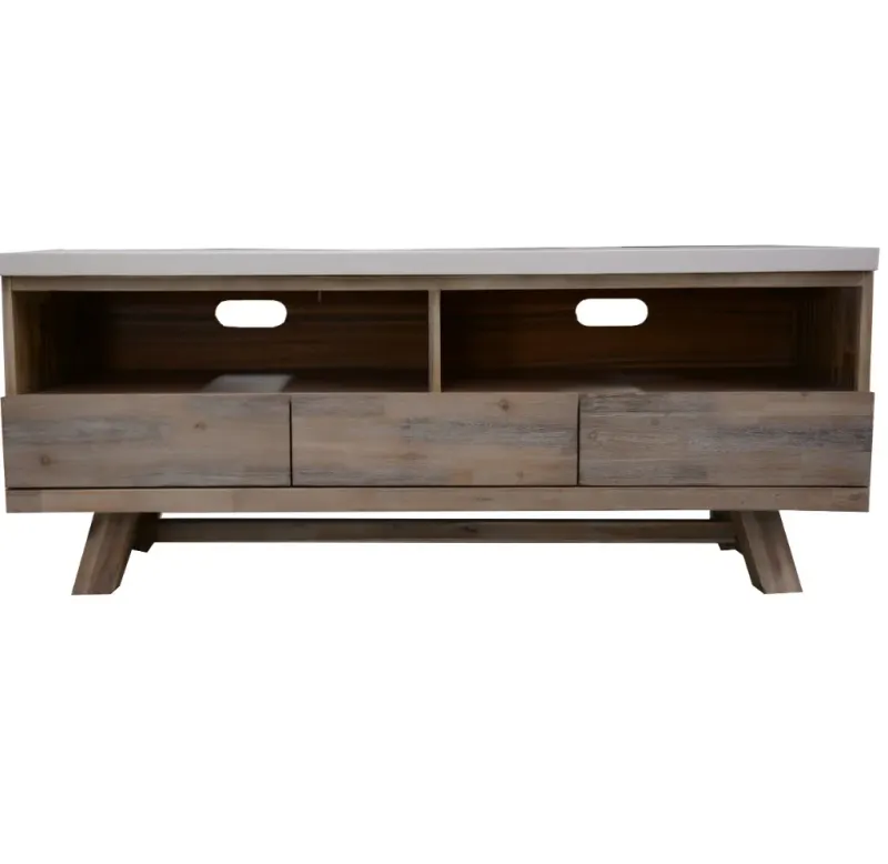 VI Liberty Concrete Top Solid Timber 3 Drawer Entertainment Unit
