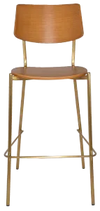 EZ Texas Brass Leg Barstool with Light Oak Veneer Back thumbnail 2