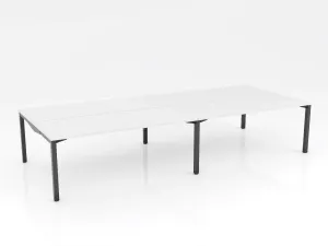 OL Axis Stretch Double Sided 4 Person Desk – White Top with Black Frame thumbnail 2
