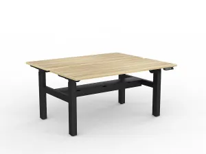 OL Agile 2 Column Electric Height Adjustable Shared Desk Oak Top Black Frame thumbnail 11