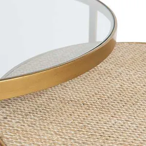 SH Marina Metal Framed Glass Top Round Nesting Side Tables thumbnail 4