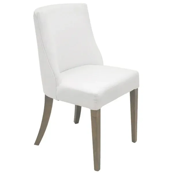 DA Ophelia White Fabric Upholstered Timber Leg Dining Chair