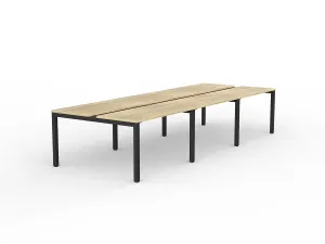 OL Axis 6-User Double Sided Workspace – Oak Top with Black Frame thumbnail 6