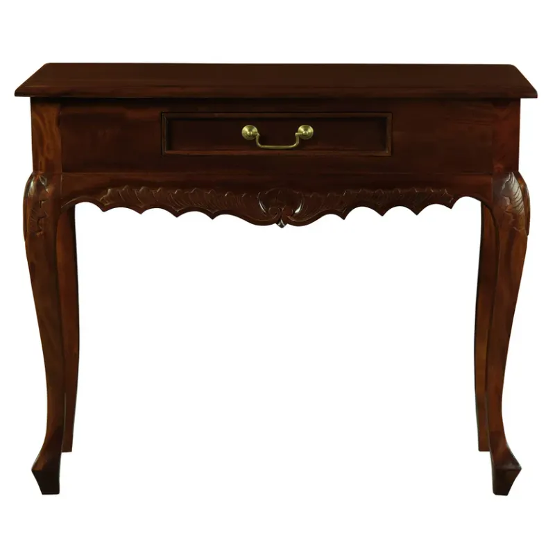 CT Jepara Solid Timber 1 Drawer Carved Sofa Table