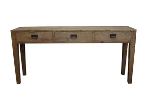 MF Solid Oak Timber 3 Drawer Hall Table thumbnail 1