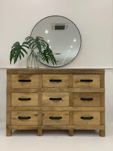 MF Industrial Iron Solid Timber 9 Drawer Sideboard thumbnail 2