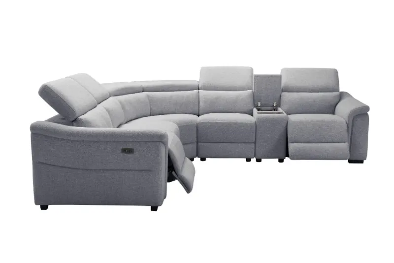 VI Robbie Fab Cnr Mod with 2 End Power Recliner - Grey