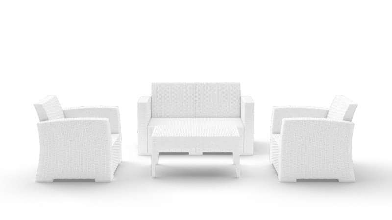 FL Monaco Hospitality Outdoor 2+1+1 Seater Lounge Set