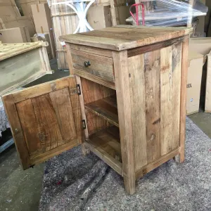 MF Recycled Elm Timber 1 Drawer 1 Door Bedside Cabinet thumbnail 8