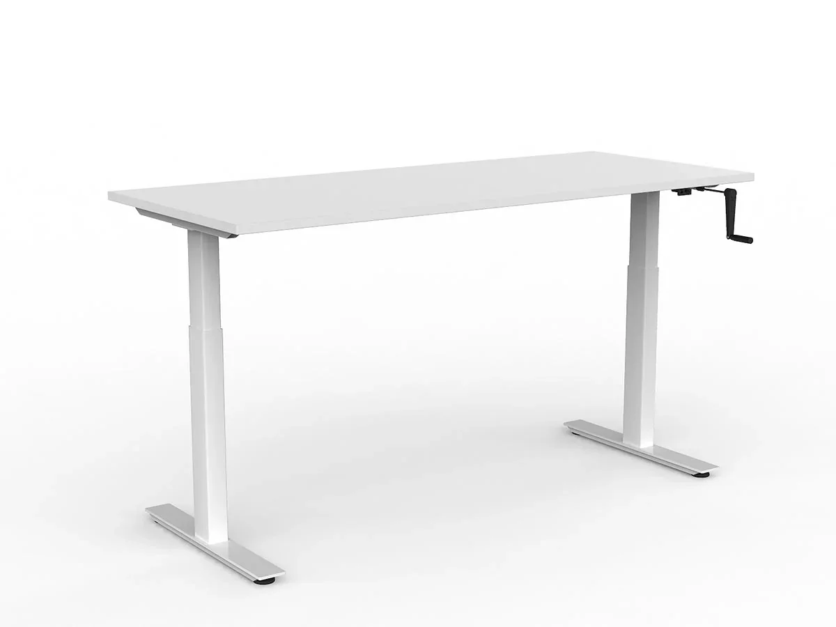 OL Agile Winder Height Adjustable Desk - White Frame