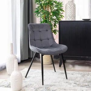 VI Giselle Velvet Upholstered Black Metal Legs Dining Chair thumbnail 7
