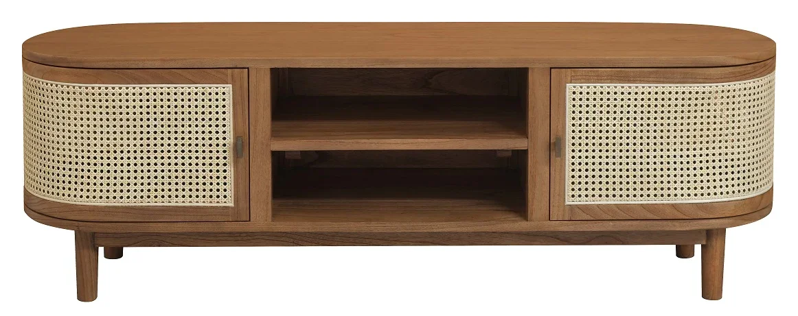 CT Kelly Solid Timber Rattan 2 Door TV Unit