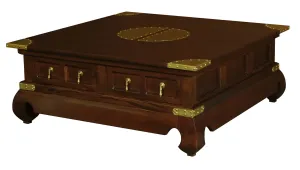 CT Dynasty Solid Mahogany Timber 4 Drawer Square Coffee Table thumbnail 5