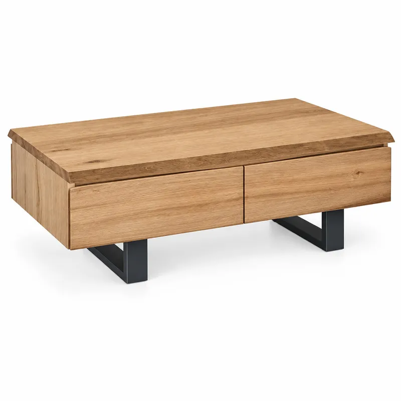 MD Nancy Solid Timber Metal Legs 2 Drawer Coffee Table