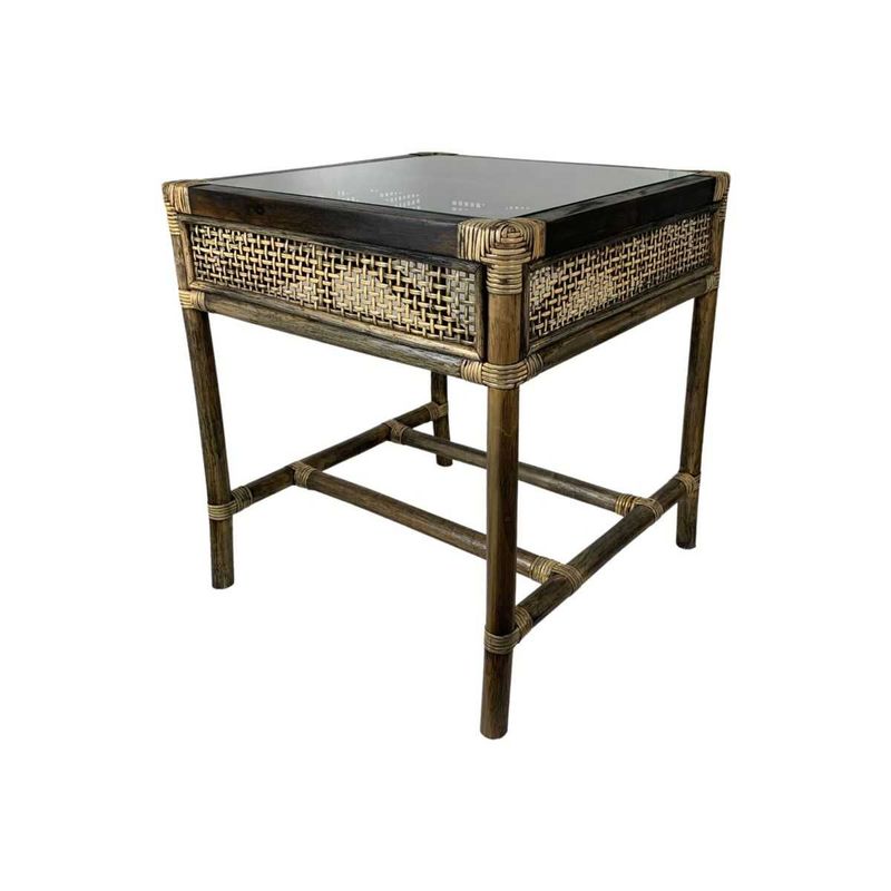 CR Havana Rattan Framed Glass Top Side Table