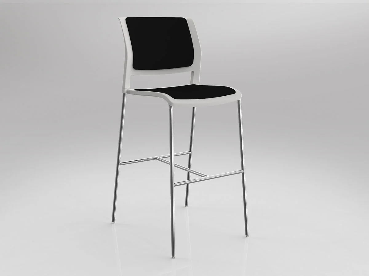 OL Game Fabric Upholstered Chrome Leg Barstool