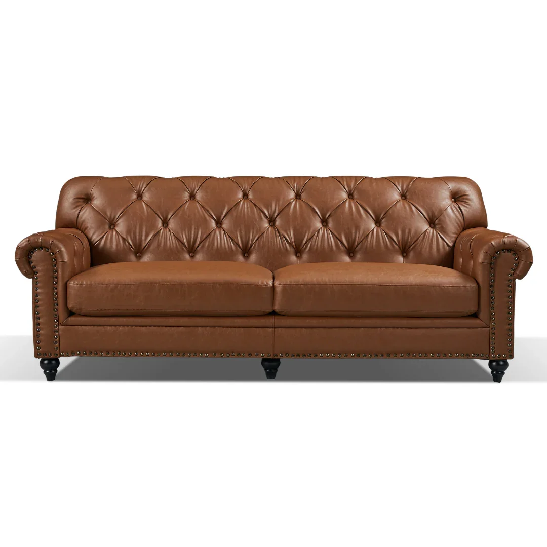 BT Barclay Chesterfield PU Leather Upholstered 3 Seater Sofa
