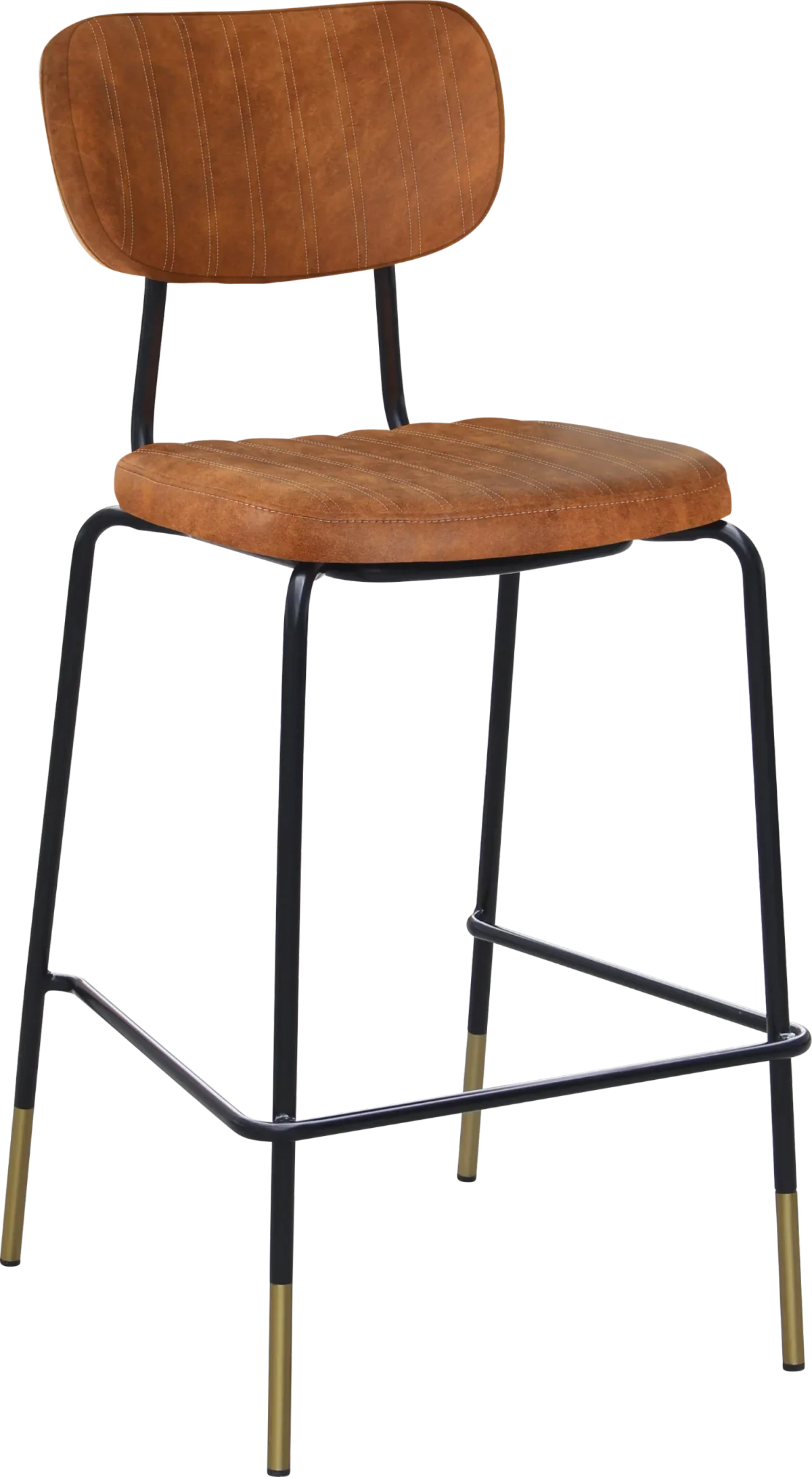FL Tiramisu Premium Vinyl Upholstered Black Frame Brass Tips Hospitality Barstool
