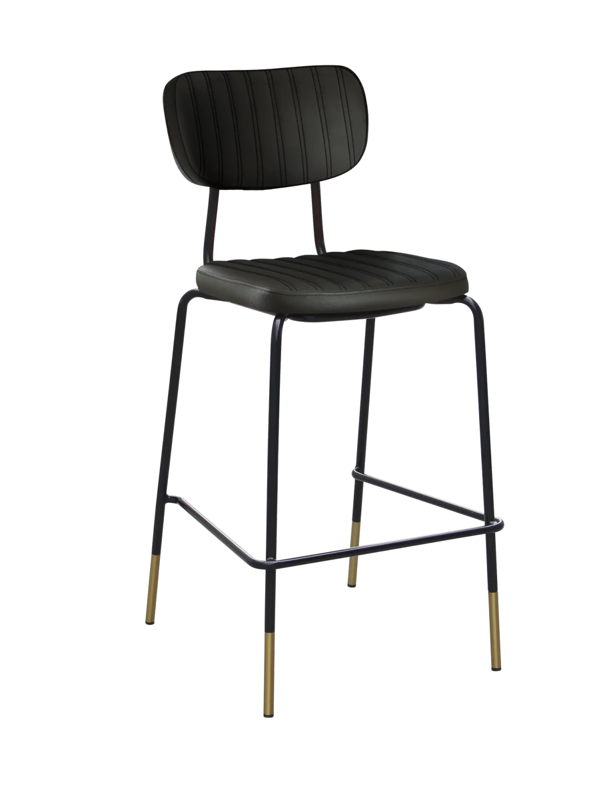 FL Tiramisu Vinyl Upholstered Black Frame Brass Tips Hospitality Barstool