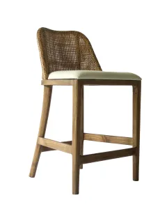CR Tampa Timber Framed Rattan Back Fabric Seat Counter Stool thumbnail 1
