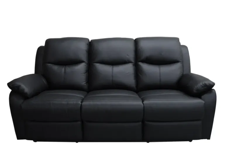 VI Sussex Leather Upholstered 3 Seater Recliner Lounge