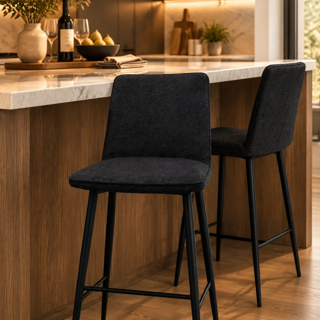 MD Loftus Fabric Upholstered Metal Leg Bar Stool