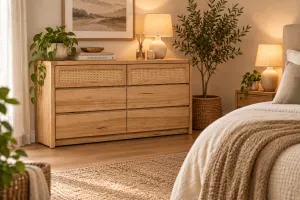 MD Metz Solid Timber Rattan 6 Drawer Low Chest thumbnail 3