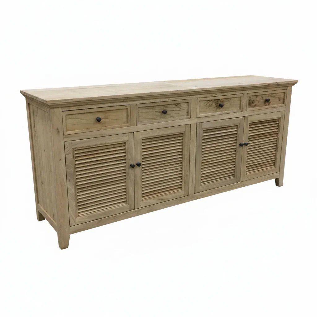MF Recycled Elmwood Louvre 4 Drawer & 4 Door Sideboard