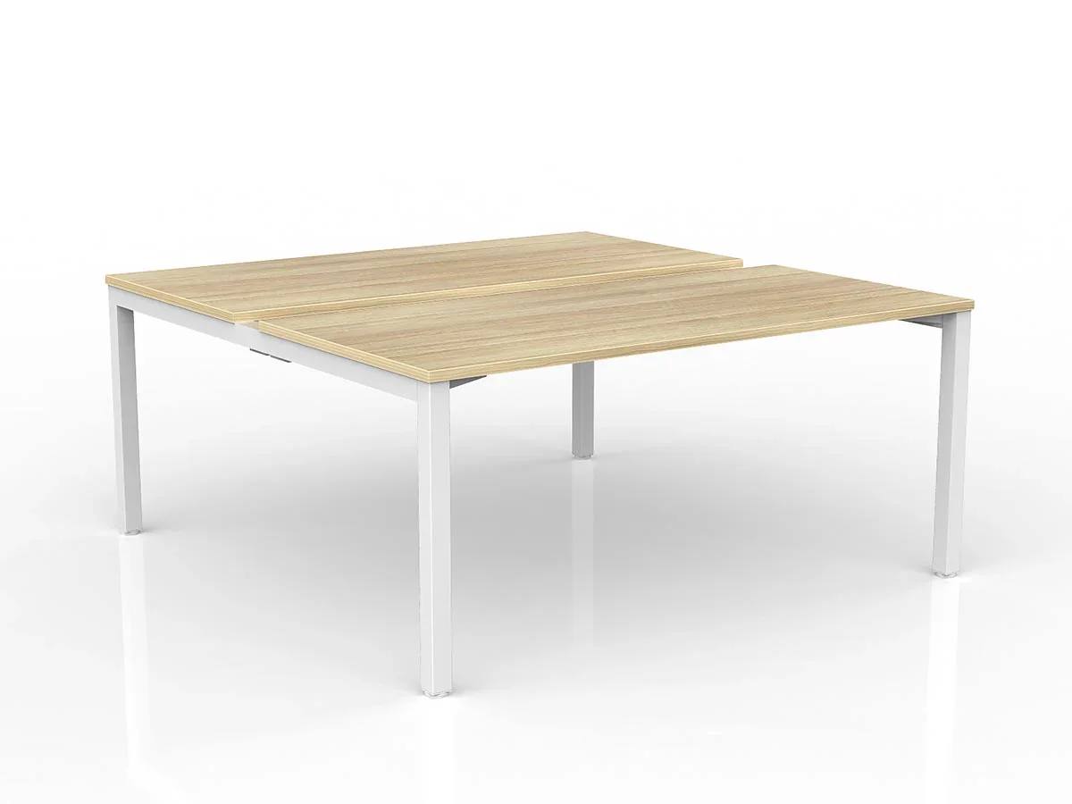 OL Axis 2-User Double Sided Workspace – Oak Top White Frame