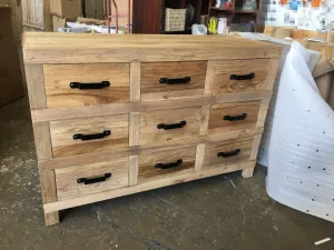 MF Industrial Iron Solid Timber 9 Drawer Sideboard thumbnail 7