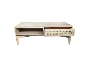 MF Bahamas Solid Oak Timber 2 Drawer Coffee Table thumbnail 4