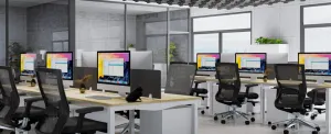 OL Axis Stretch 6 Person Double Sided Desk – White Top Black Frame thumbnail 3