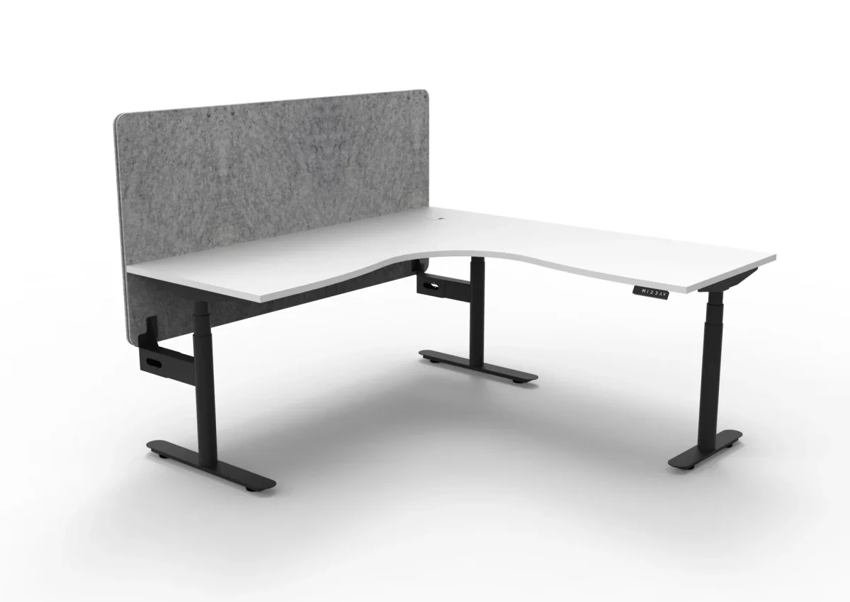RL Halo Plus Height Adjustable Corner Workstation with Grey Eco Panel Screen thumbnail 7