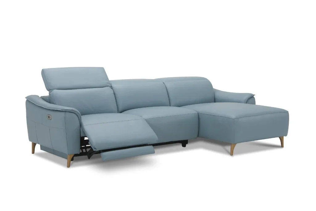 VI Darcy 2 Seater Leather Electric Recliner Lounge with Chaise