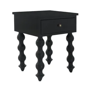 CR Carob Solid Timber Turned Leg 1 Drawer Bedside Table thumbnail 1