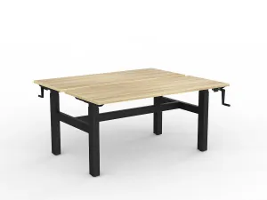 OL Agile Winder Height Adjustable Shared Desk – Oak Top with Black Frame thumbnail 6