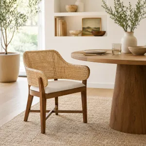 CR Orleans Timber Framed Rattan Dining Chair thumbnail 2