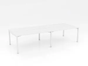 OL Axis Stretch Double Sided 4 Person Desk – White Top with White Frame thumbnail 4