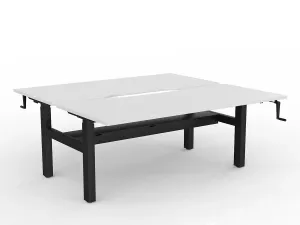 OL Agile Winder Height Adjustable Shared Desk – White Top with Black Frame thumbnail 2