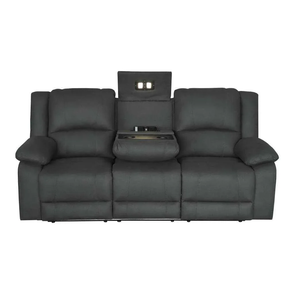 VI Captain 3 Seater Fabric Electric Recliner Lounge with Dropdown Table