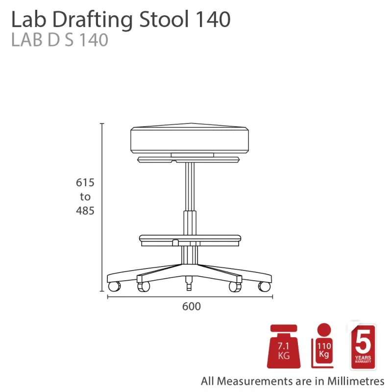 MA Lab PU Upholstered Drafting Stool