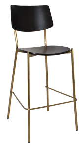 EZ Texas Brass Leg Barstool with Black Veneer Back thumbnail 2