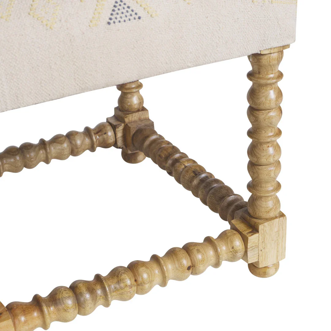 SH Nobbin Timber Leg Fabric Seat Ottoman Natural