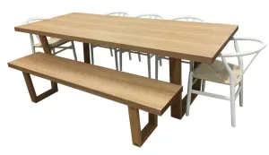 VI Airlie 240cm Rec Dining Table with 5 Dining Chairs + Bench Kit thumbnail 1