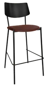 EZ Texas Black Metal Leg Barstool with Black Veneer Back thumbnail 7