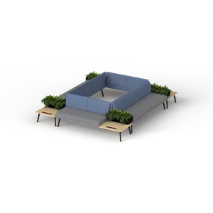 OL Willow 10 Seater Box Pattern Reception Area Sofa with 4 Side Tables thumbnail 1