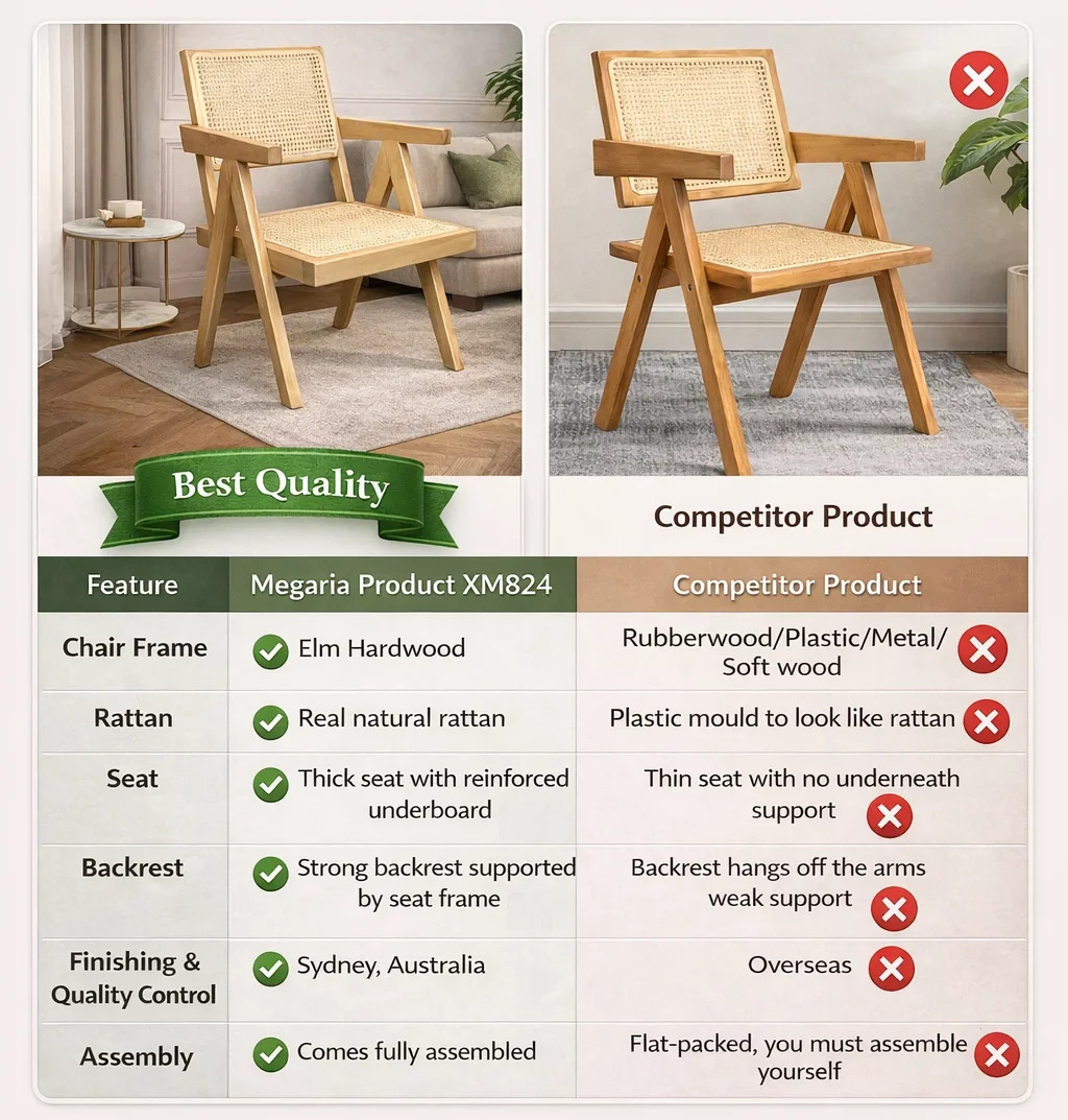 MF Pier Solid Timber Frame with Rattan Armchair